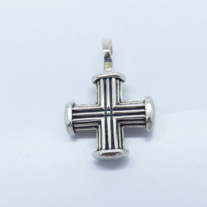 925 Sterling Silver Vintage J. Esposito Ribbed Cross Pendant