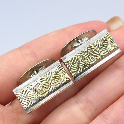 830S Silver 2-Tone Vintage Scandinavia Etched Cufflinks