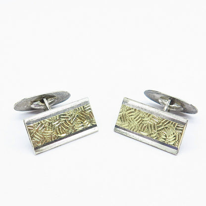 830S Silver 2-Tone Vintage Scandinavia Etched Cufflinks