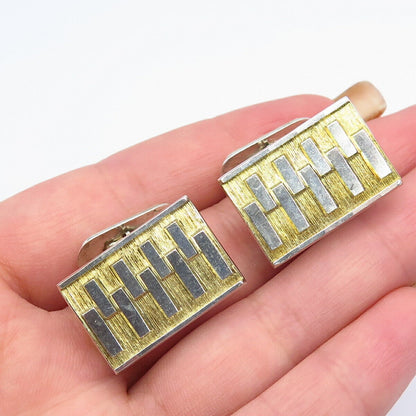 830S Silver 2-Tone Vintage Scandinavia Etched Cufflinks