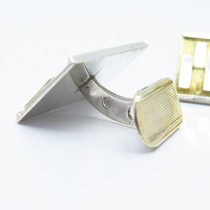 830S Silver 2-Tone Vintage Scandinavia Etched Cufflinks