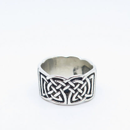 925 Sterling Silver Vintage Peter Stone Celtic Band Ring Size 7.25