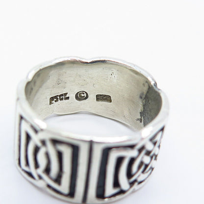 925 Sterling Silver Vintage Peter Stone Celtic Band Ring Size 7.25