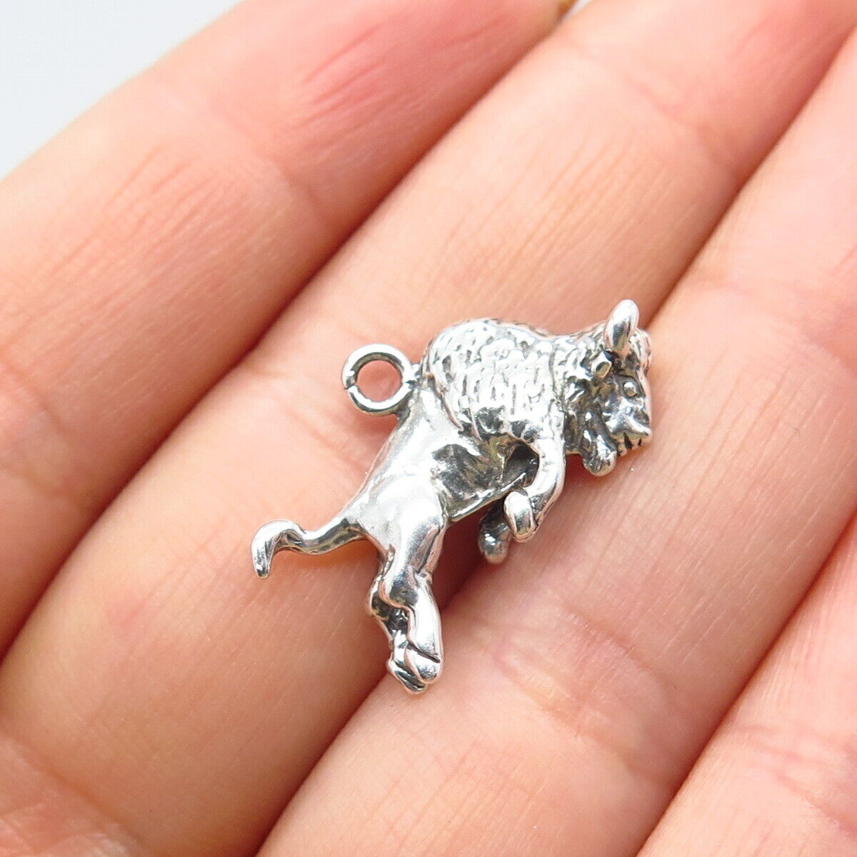 925 Sterling Silver Vintage Bull Charm Pendant