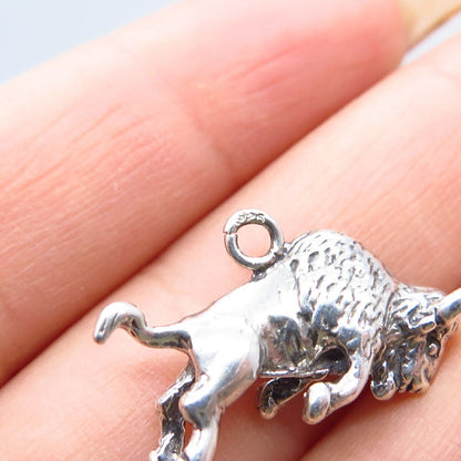 925 Sterling Silver Vintage Bull Charm Pendant