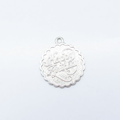 925 Sterling Silver Vintage Lamode "Happy Birthday" Textured Pendant