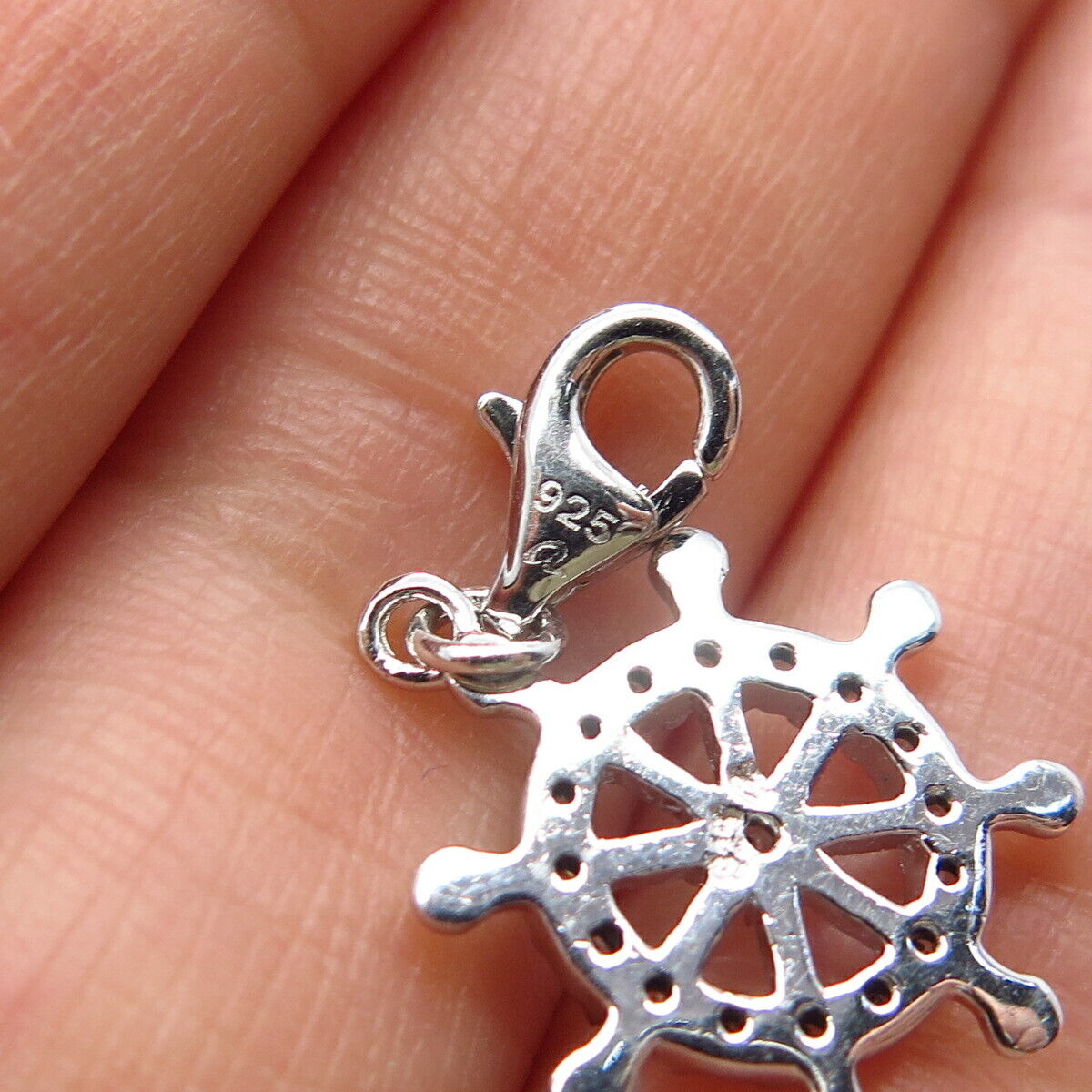 925 Sterling Silver C Z Steering Wheel Charm Pendant