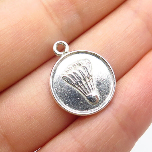 925 Sterling Silver Vintage Shuttlecock Charm Pendant