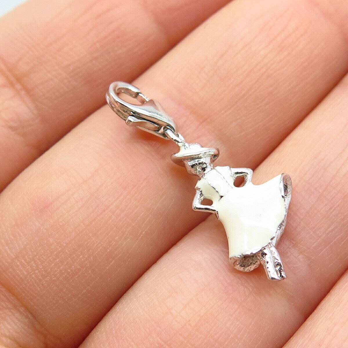 925 Sterling Silver Enamel Lady Charm Pendant