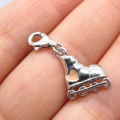 925 Sterling Silver Enamel Roller Skate Charm Pendant