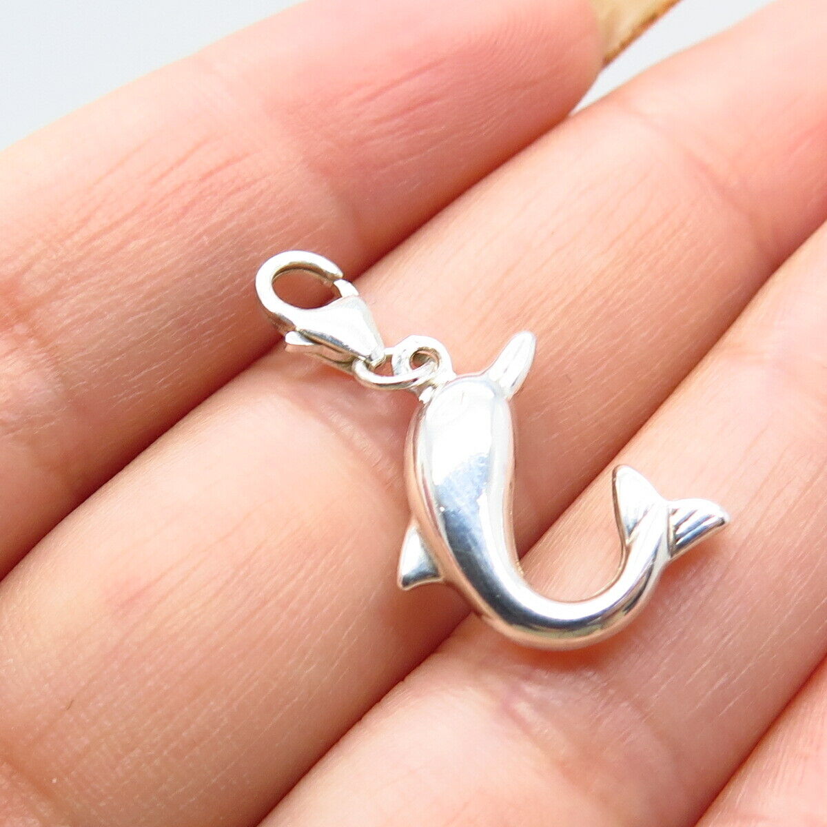 925 Sterling Silver Vintage Dolphin Charm Pendant