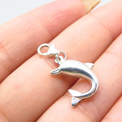 925 Sterling Silver Vintage Dolphin Charm Pendant