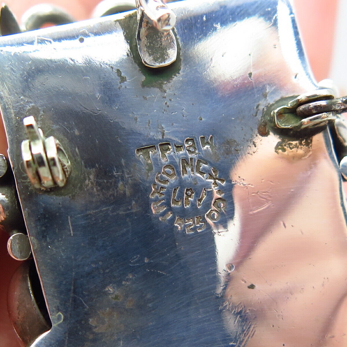 925 Sterling Silver Vintage Mexico Taxco Black Onyx Gem Tribal Face Pin Brooch