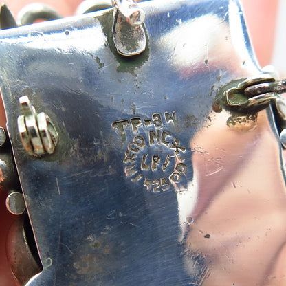 925 Sterling Silver Vintage Mexico Taxco Black Onyx Gem Tribal Face Pin Brooch