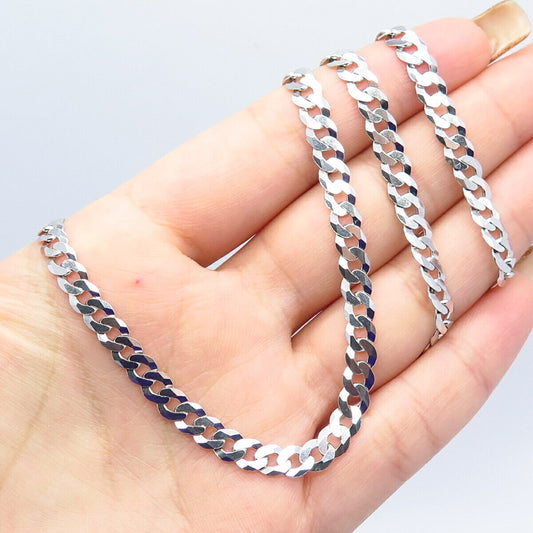 925 Sterling Silver Italy Cuban Chain Necklace 25"