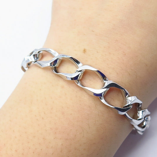 925 Sterling Silver Cable Link Bracelet 8"