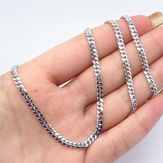 925 Sterling Silver Italy Cuban Chain Necklace 22"
