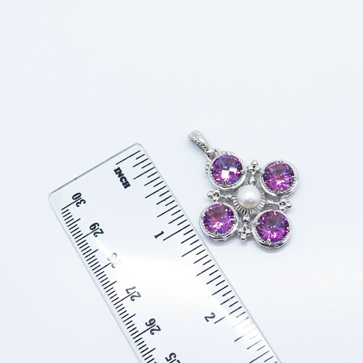 925 Sterling Silver Real Pearl & Mystic Quartz Pendant