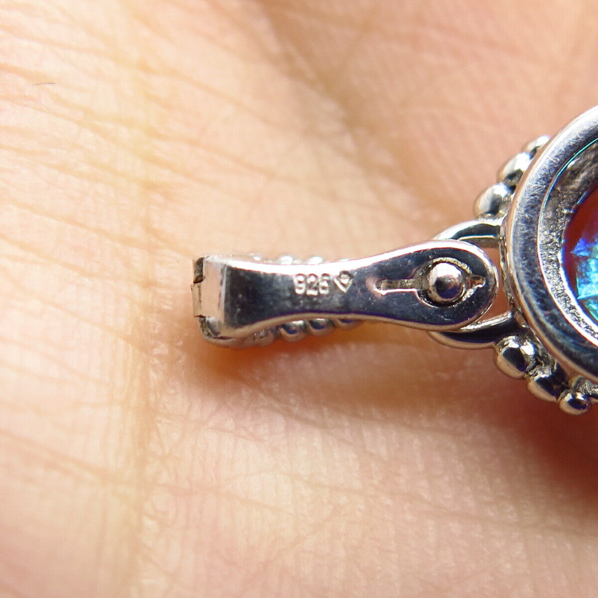 925 Sterling Silver Real Pearl & Mystic Quartz Pendant