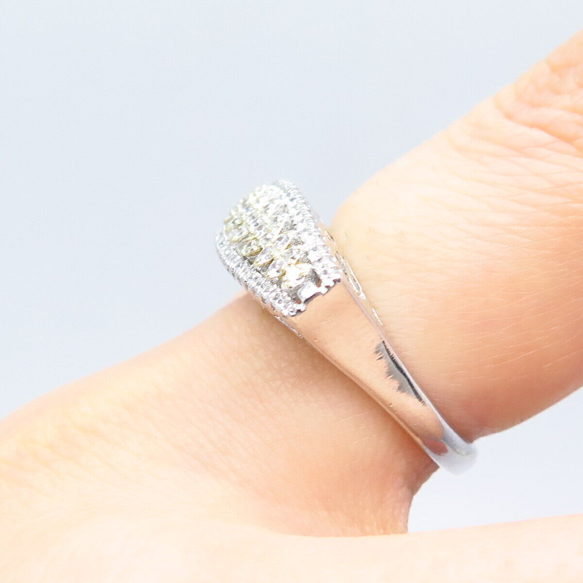 925 Sterling Silver Pave C Z Bar Ring Size 7.75