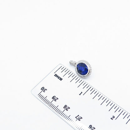 925 Sterling Silver Lab-Created Sapphire Beaded Pendant