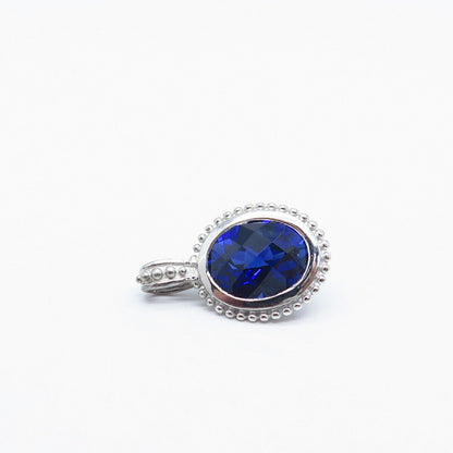 925 Sterling Silver Lab-Created Sapphire Beaded Pendant