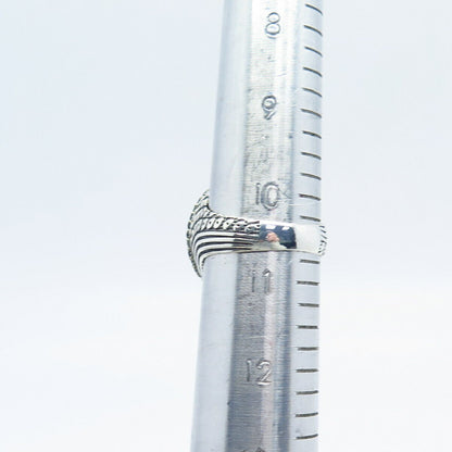 925 Sterling Silver 2-Tone Vintage Melanite Gem & Blue Glass Ring Size 10.25