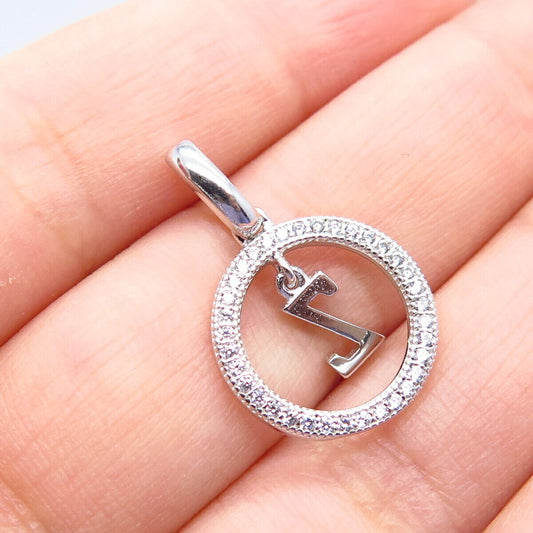 925 Sterling Silver C Z Letter "Z" Initial Pendant