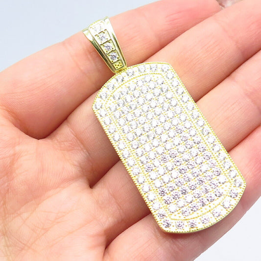 925 Sterling Silver Gold Plated Pave C Z Pendant