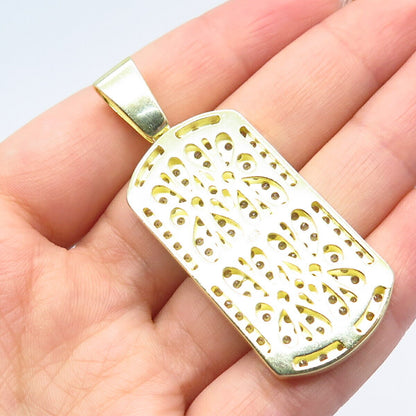 925 Sterling Silver Gold Plated Pave C Z Pendant