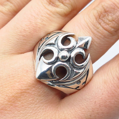 925 Sterling Silver Vintage Modernist Ring Size 10.5