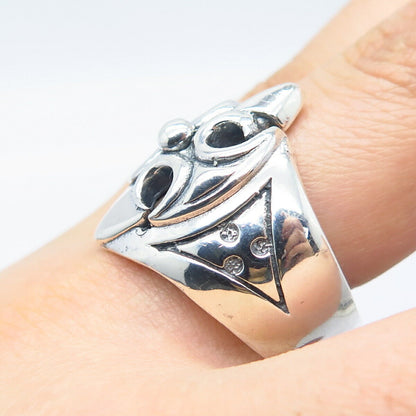 925 Sterling Silver Vintage Modernist Ring Size 10.5