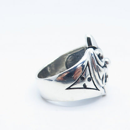 925 Sterling Silver Vintage Modernist Ring Size 10.5