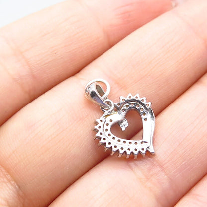 925 Sterling Silver C Z Open Heart Pendant