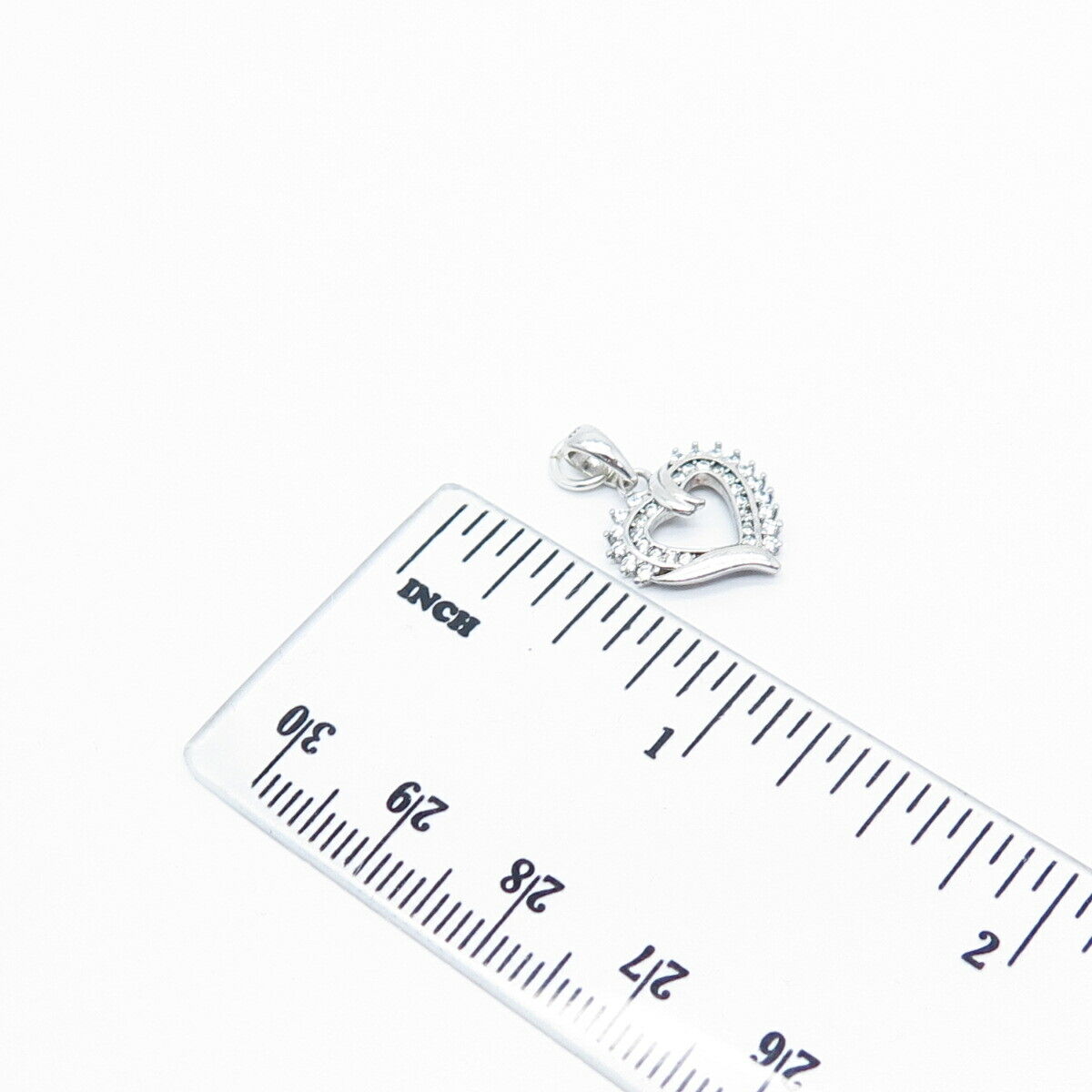 925 Sterling Silver C Z Open Heart Pendant