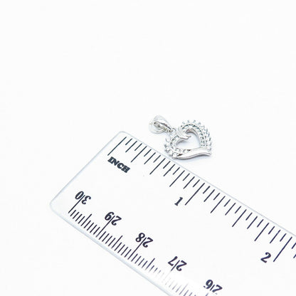 925 Sterling Silver C Z Open Heart Pendant