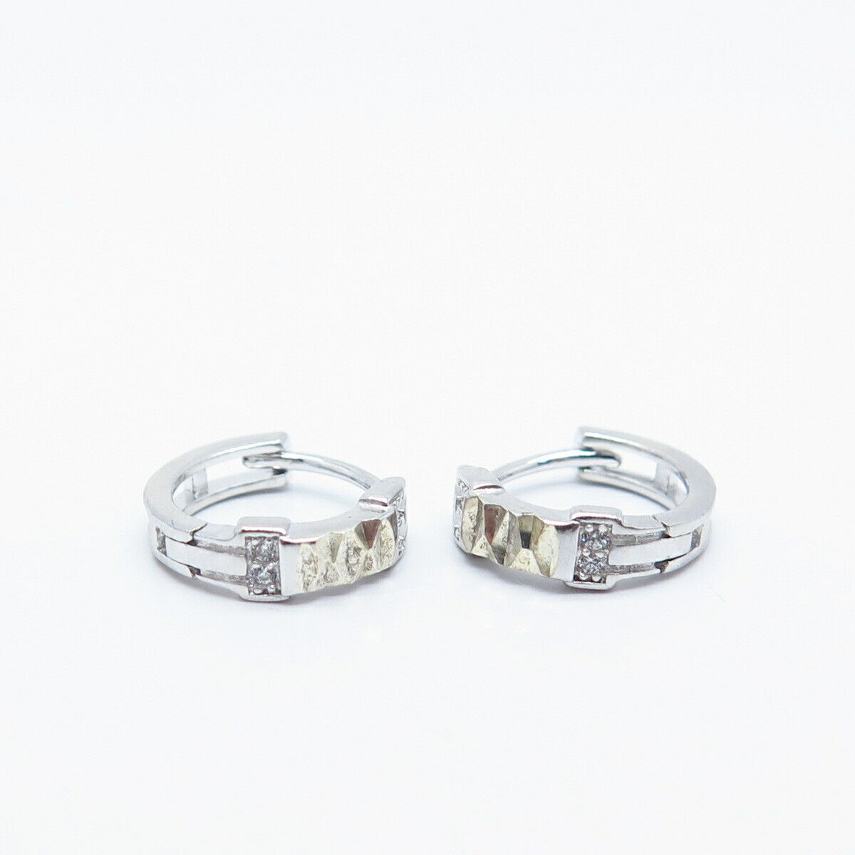 925 Sterling Silver C Z Hoop Earrings