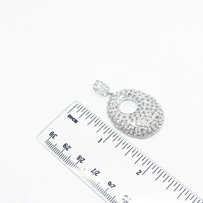 925 Sterling Silver Pave C Z Slide Pendant