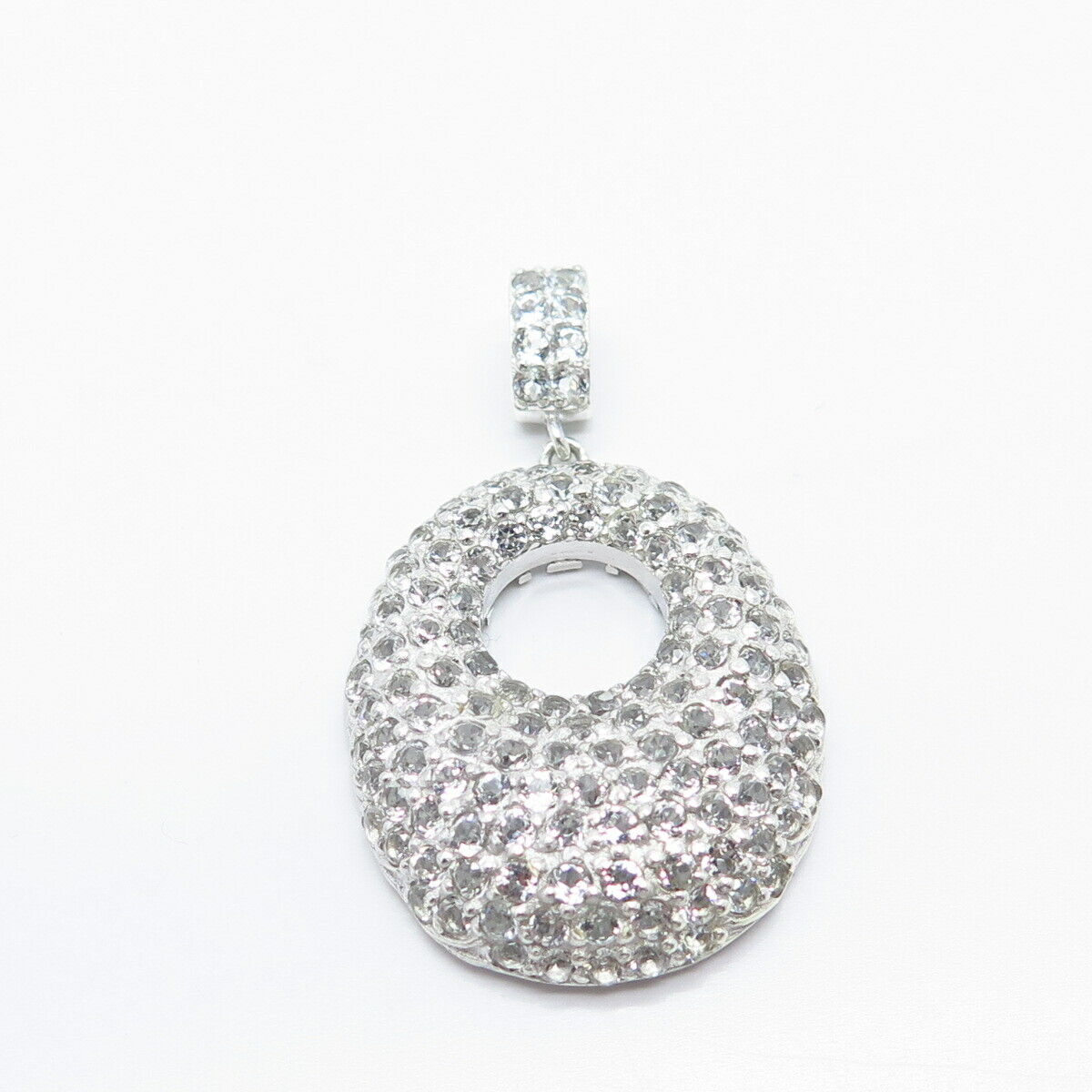 925 Sterling Silver Pave C Z Slide Pendant