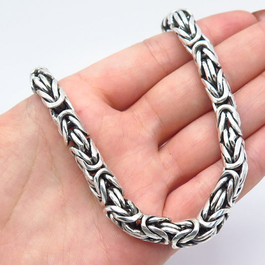 925 Sterling Silver Vintage Byzantine Chain Necklace 14"