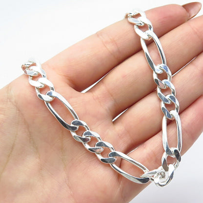 925 Sterling Silver Vintage Italy Figaro Chain Necklace 19"