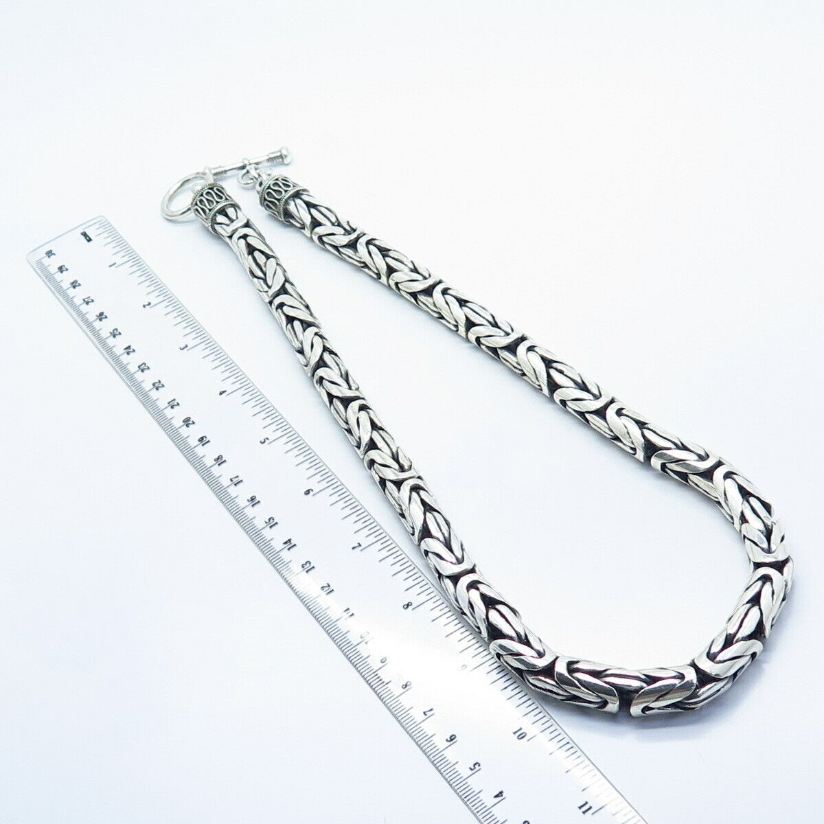 925 Sterling Silver Vintage Byzantine Chain Necklace 22"