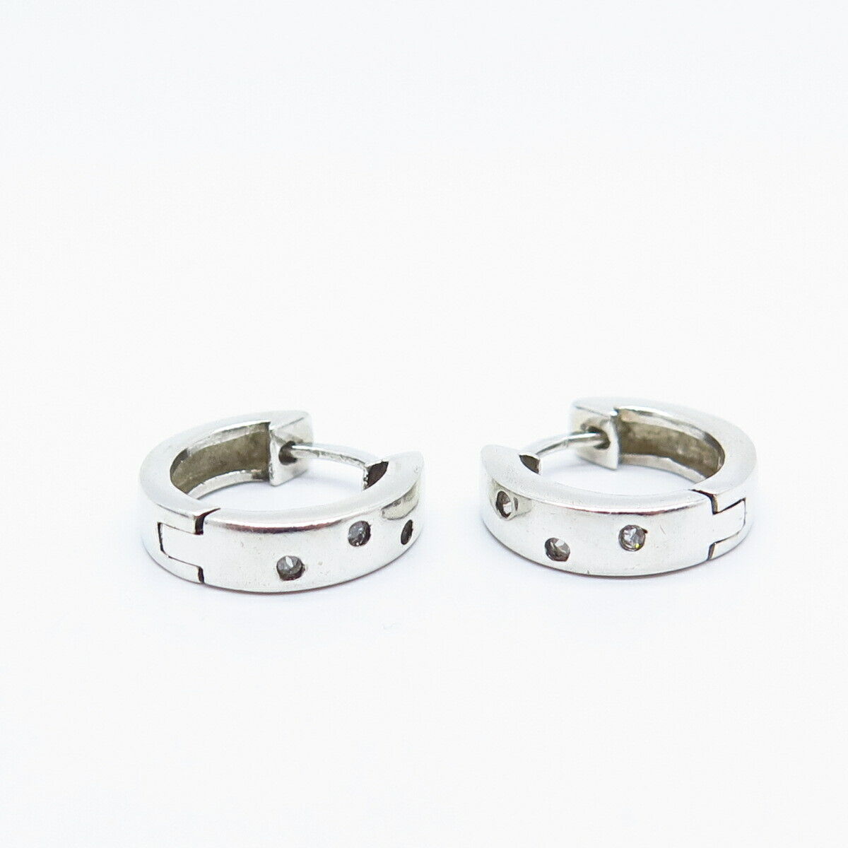 925 Sterling Silver C Z Hoop Earrings