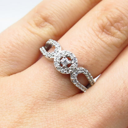 925 Sterling Silver Pave C Z Ring Size 6.75