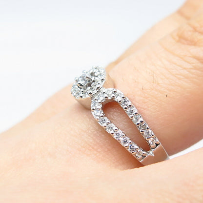 925 Sterling Silver Pave C Z Ring Size 6.75