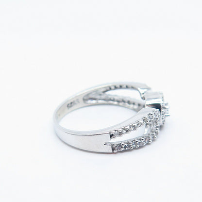 925 Sterling Silver Pave C Z Ring Size 6.75