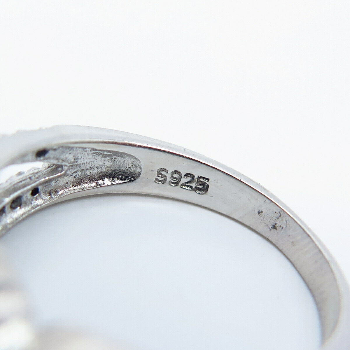 925 Sterling Silver Pave C Z Ring Size 6.75