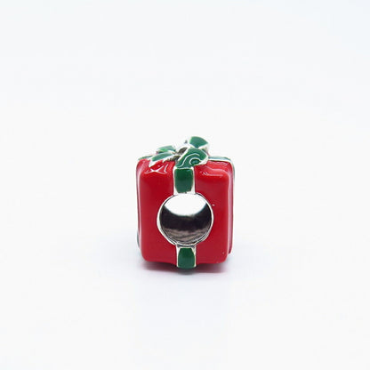 925 Sterling Silver Colorful Enamel Gift Box Bead Charm