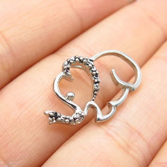 925 Sterling Silver Real Melanite Gem Elephant For Good Luck Slide Pendant