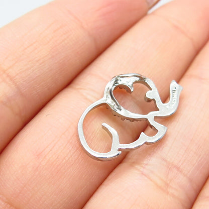 925 Sterling Silver Real Melanite Gem Elephant For Good Luck Slide Pendant